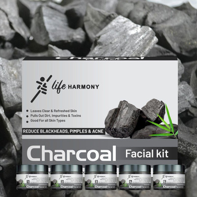 Life Harmony Charcoal Facial Kit, Bright & Glowing Skin | Pamper your Skin for a Glow(250 g)