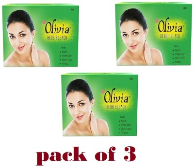Olivia Herb Bleach For Sensitive Skin 30g With Haldi|Chandan|Aloe Vera|Nimbu 30g pack 3(3 x 30 g)