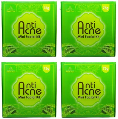 Khadi Pure Gramodyog Herbal Anti Acne Mini Facial Kit (Pack Of 4) (300G)(4 x 75 g)