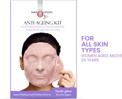 O3+ Anti Ageing Facial kit Brightening & Fine lines Reducer With Peel off Mask(4 x 10 g)