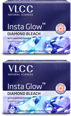 VLCC Insta Glow Diamond Bleach - Sparkling, Diamond - like Fairness (Pack of 2)(60 g)