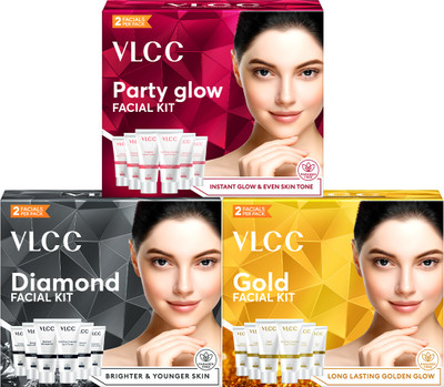 VLCC Gold and Diamond and Party Glow Facial Kit(3 x 133.33 ml)