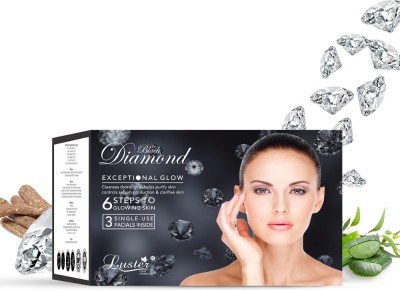 Luster Black Diamond Facial Kit | 6 Step Facial Kit | For Purify Skin & Deep Cleansing(120 ml)