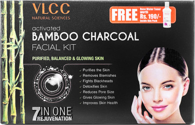 VLCC Activated Bamboo Charcoal Facial Kit with FREE Rose Water Toner(400 g)