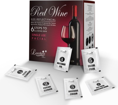 Luster Wine Age Reflect Facial Kit | 6 Step Facial Kit | Single Use Mini Facial Kit(40 ml)