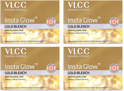 VLCC Insta Glow Gold Bleach For Instant Fairness & Glowing Skin (Pack of 4)(120 g)