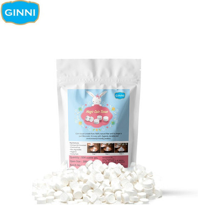 GINNI Magic Coin Tablet Tissue Napkin Dry Coin Tissue Expands With Water For Multi-Use(50 Tissues)