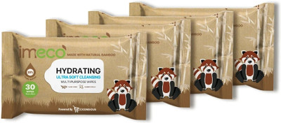 IMECO Bamboo Daily Cleansing Face Wipes with Aloe Vera - 30 Pulls each(120 Tissues)