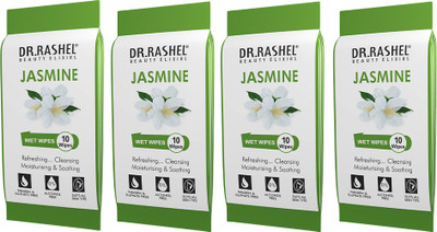 DR.RASHEL Face Moisturizing Jasmine Facial Wipe 4 x10 Dirt & Makeup Remover wet wipes(40 Tissues)