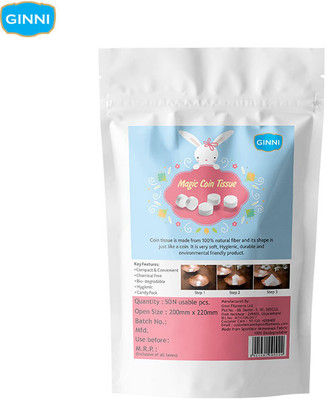GINNI Magic Coin Tablet Tissue Napkin Dry Coin Tissue Expands With Water For Multi-Use(600 Tissues)