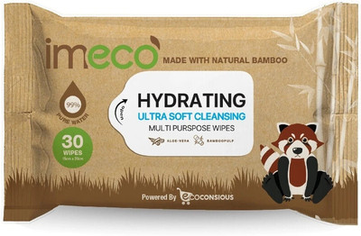 IMECO Bamboo Daily Cleansing Face Wipes with Aloe Vera - 30 Pulls each(30 Tissues)