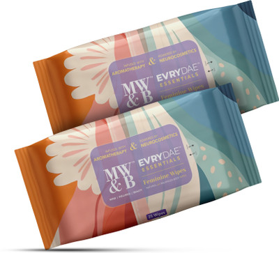 MW&B EVRYDAE Essentials Feminine Intimate Wipes Wet Tissue Cloths Pads Towelette(50 Tissues)