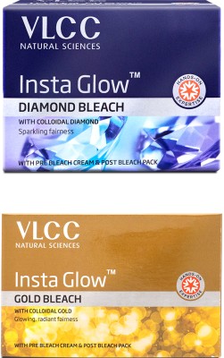 VLCC Insta Glow Diamond Bleach and Insta Glow Gold Bleach - 402 g(2 x 402 g)
