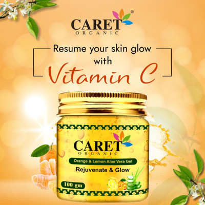 Caret Organic Orange & Lemon Aloevera Gel | Rejuvenating & Refreshing(100 g)