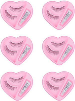 ShopCircuit PRIZLEEN False Eyelashes | With Glue | 6 Pairs | Natural Look(Pack of 6)