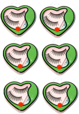 Elecsera False-Fake Eyelashes With Glue Set Natural (Pair of 6)(Pack of 6)
