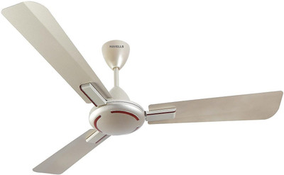HAVELLS Ambrose ES|Energy Efficient| Low Noise|Premium Finish|High Air Delivery|52W with 2 Year Warranty Energy Saving 1200 mm Ceiling Fan(1 Star | Gold Mist Wood | Pack of 1)