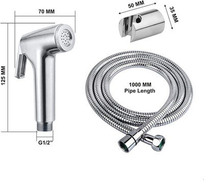 Alligator Health Faucet ABS Plastic Jet Spray Gun for Toilet Set Wind Flexible 1 Meter Shower Connection Tube Pipe and Jet Bidet Spray Holder County Health  Faucet(Wall Mount Installation Type)