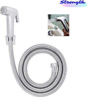 Strength -HF-05 Conti ABS Health Faucet with SS-304 Grade 1 Meter Flexible Metal Hose Pipe and Wall Hook Chrome Finish - ( Set of 1 pcs ) Health  Faucet(Centerset Installation Type)