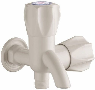 Livefast PVC 2 In 1 Cock Water Two Way, With PVC Flange Bib Tap Faucet(Wall Mount Installation Type)