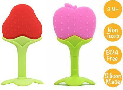 K3NTERPRISES Baby Fruit Shape Silicone Teethers FDA-Approved Soft Silicone, BPA-Free Infants Teether and Feeder(Red)
