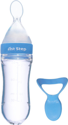 1st Step Non Spill BPA Free Soft Silicone Squeezy Food Feeder  - Silicone(Blue)