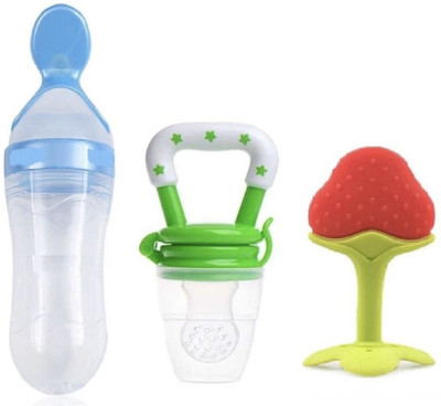 Smily kid Combo Baby Food Feeder Fruit Nibbler & Teether Pack-3 FST-1 Cap-90 ml combo 1  - silicone(combo 3)