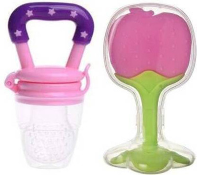 Saraswati kart Baby Fruit Shape Silicone Teethers FDA-Approved & Fruit feeder BPA-Free Infants Teether and Feeder(Pink)