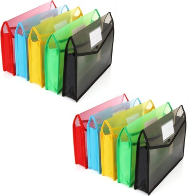 Kopila Plastic Transparent Poly-Plastic A4 Documents File Storage Bag with Snap Button(Set Of 10, Multicolor)
