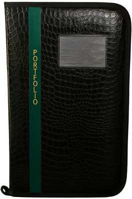 WTS GLOBAL Faux Leather Document File Folder(Set Of 3, Black, Green)