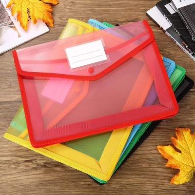 Kopila Plastic Transparent Poly-Plastic A4 Documents File Storage Bag with Snap Button(Set Of 3, Multicolor)