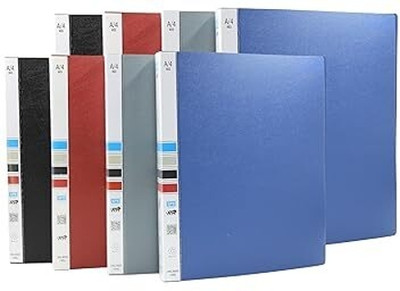 GPN PRINT Plastic Ring Binder File A4 File Folder Ring File for Projects, Certificate, Documents(Set Of 8, Black, Red, Grey, Blue)