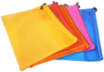 GPN PRINT Plastic r Zippered Documents Holder/Bags, Waterproof Travel Pouch, Paper Document Bag(Set Of 5, Multicolor)