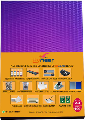 HYNEAR High Quality PVC spiral book binding sheet Page A4 Size Spiral Sheet(Set Of 100, Transparrent Purple)