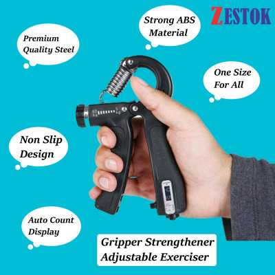 Zestok Adjustable resistance Hand Gripper strengthener for wrist & forearm with counter Hand Grip/Fitness Grip(Black)