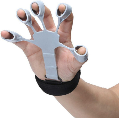 GJSHOP Adjustable Finger Resistance Band – Hand and Grip Strengthener for All Levels Hand Grip/Fitness Grip(Grey)