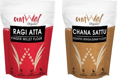 amwel Combo of Ragi Atta 450g + Chana Sattu 450g | High Protein | High Calcium(900 g, Pack of 2)