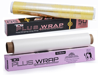 TDS PLUS WRAP 18 Meter Plain Butter Paper & 50 Meter Food Storage Film (Pack 2) Paper Foil(Pack of 2, 68 m)