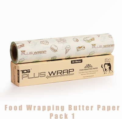 TDS PLUS WRAP 30 Meter Food Wrapping Butter Paper (Brown Print, Pack 1) Paper Foil(30 m)