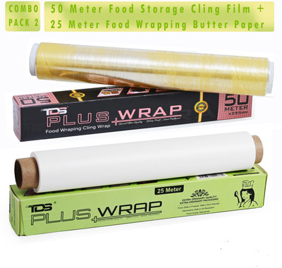 TDS PLUS WRAP 25 Meter Plain Butter Paper & 50 Meter Food Stroage Film Parchment Paper(Pack of 2, 25 m)