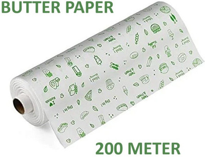 Huemic 100% Food Grade Butter Paper Roll 200Mtr, Used For Roti Wrapping, Baking Non-Stick Parchment Paper(200 m)
