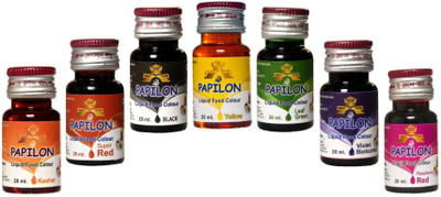 PAPILON Pack of 7 Liquid Food Colours 20ml each Multicolor(140 ml)