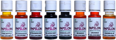 PAPILON Coloroma Flavour Pack of 8 x20ml Specially For Ice Cake & Ice Pastries Mixed Fruit Liquid Food Essence(160 ml)