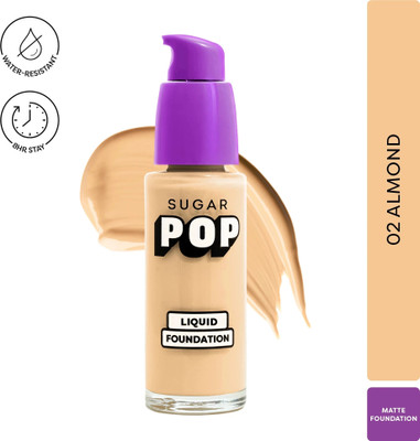 SUGAR POP Liquid Foundation - 02 Almond | Water Resistant | Super Matte | Full Coverage Foundation(02 Almond, 30 ml)