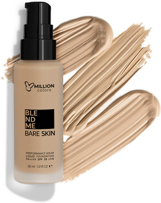 Million Colors Blend Me Bare Skin Waterproof Liquid Foundation for Oily & Dry Skin with SPF 20 Foundation(SOFT TAN, 30 ml)