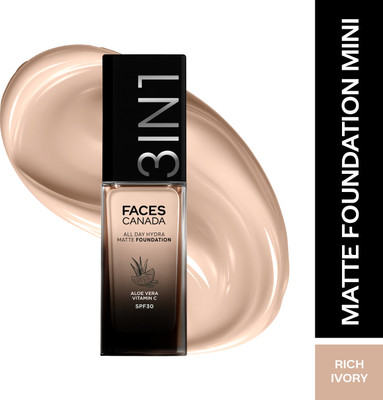 FACES CANADA All Day Hydra Matte | 3 in 1 Moisturizer + SPF 30 + Foundation(Rich Ivory 013, 30 ml)