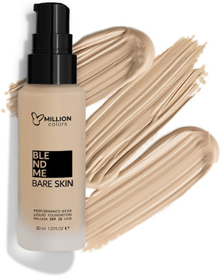 Million Colors Blend Me Bare Skin Waterproof Liquid Foundation for Oily & Dry Skin with SPF 20 Foundation(ROSE BEIGE, 30 ml)