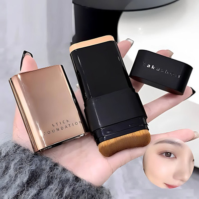 Varniraj Korean 2 in 1 Foundation Stick Waterproof with Brush Full Coverage for Women Foundation(Light Beige, 20 ml)