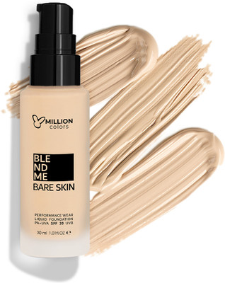 Million Colors Blend Me Bare Skin Waterproof Liquid Foundation for Oily & Dry Skin with SPF 20 Foundation(IVORY, 30 ml)