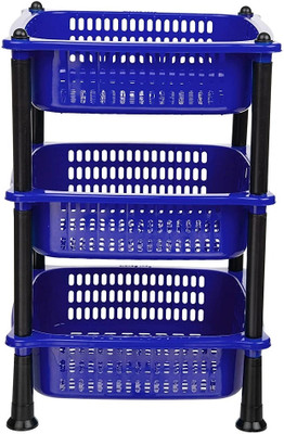 DM PLUS Plastic Fruit & Vegetable 3-Layer |kitchen accessories | Plastic Kitchen Trolley(DIY(Do-It-Yourself))